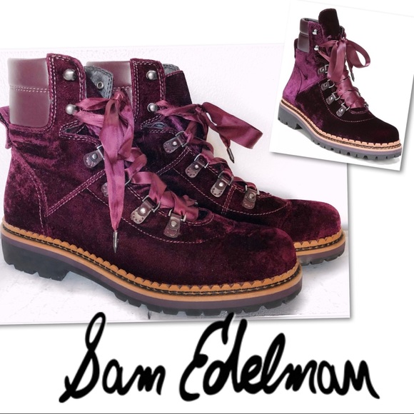 Sam Edelman Shoes - SAM EDELMAN BROWAN WINE VELVET LACE HIKER BOOTS 7 Sam Edelman Shoes - SAM EDELMAN BROWAN WINE VELVET LACE HIKER BOOTS 7